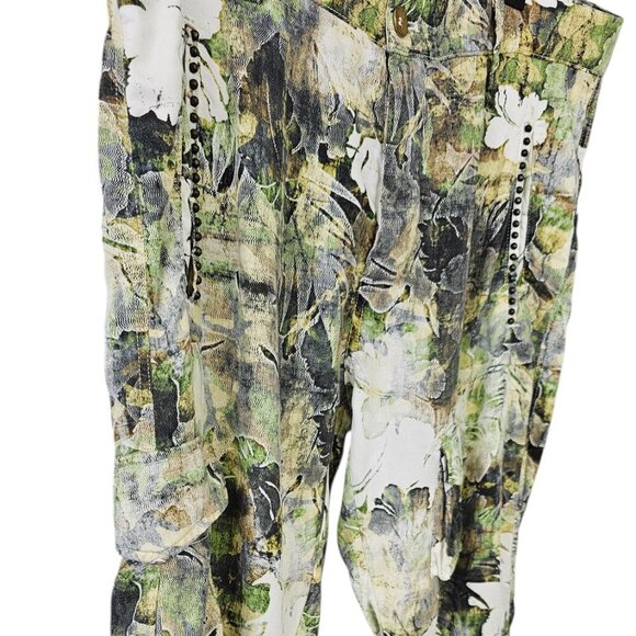 Masons Italy Womens Asia Snake Camouflage Cargo Pants, Lyocell, Studded 44, US 8 - Picture 10 of 12